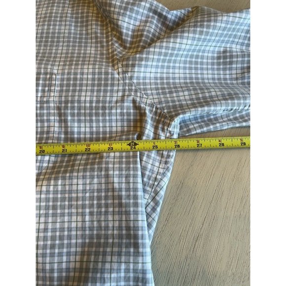 Men’s Peter Millar Gray Blue Check Shirt Plaid Button Down Shirt Size XL - Picture 10 of 11